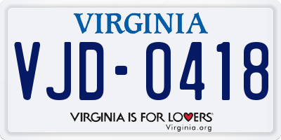 VA license plate VJD0418