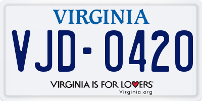 VA license plate VJD0420