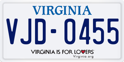 VA license plate VJD0455
