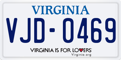 VA license plate VJD0469