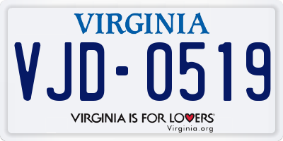 VA license plate VJD0519