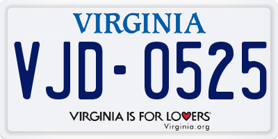 VA license plate VJD0525