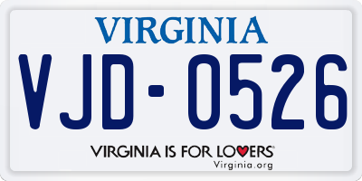VA license plate VJD0526