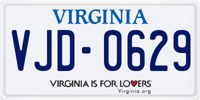 VA license plate VJD0629