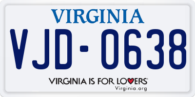VA license plate VJD0638
