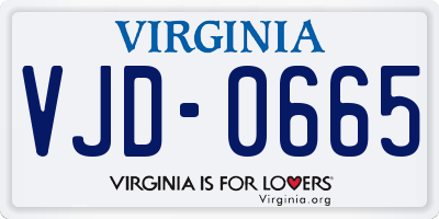 VA license plate VJD0665