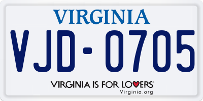 VA license plate VJD0705