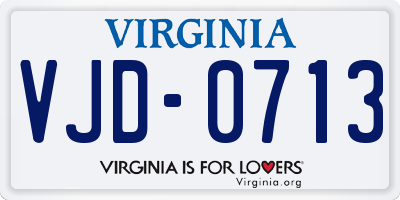 VA license plate VJD0713