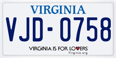 VA license plate VJD0758