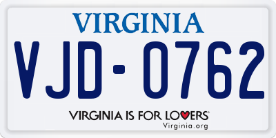 VA license plate VJD0762