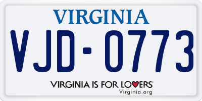 VA license plate VJD0773