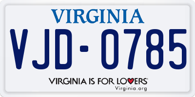 VA license plate VJD0785