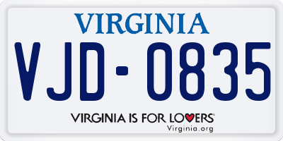 VA license plate VJD0835