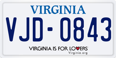 VA license plate VJD0843