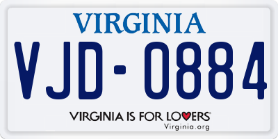 VA license plate VJD0884
