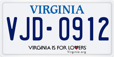 VA license plate VJD0912