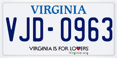 VA license plate VJD0963