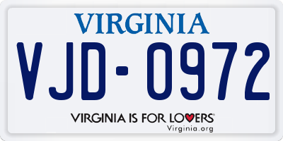 VA license plate VJD0972