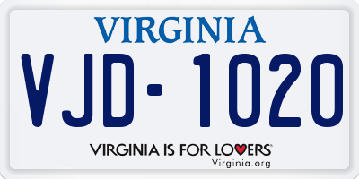 VA license plate VJD1020