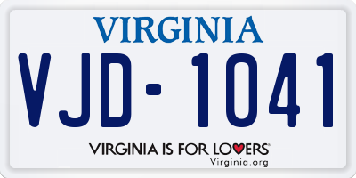 VA license plate VJD1041