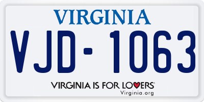 VA license plate VJD1063