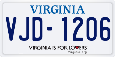 VA license plate VJD1206
