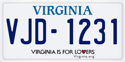 VA license plate VJD1231