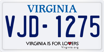 VA license plate VJD1275
