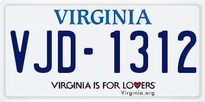 VA license plate VJD1312