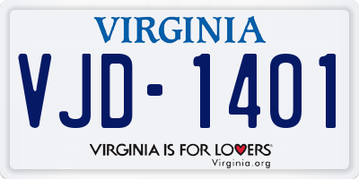 VA license plate VJD1401