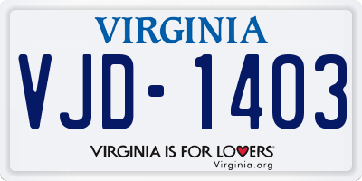 VA license plate VJD1403