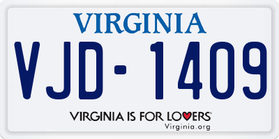 VA license plate VJD1409