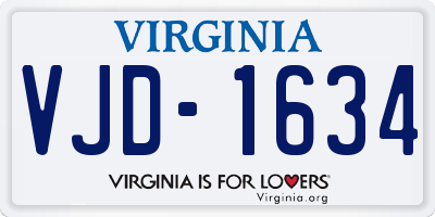 VA license plate VJD1634