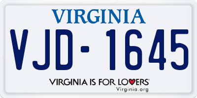 VA license plate VJD1645