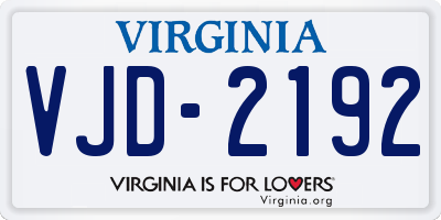 VA license plate VJD2192