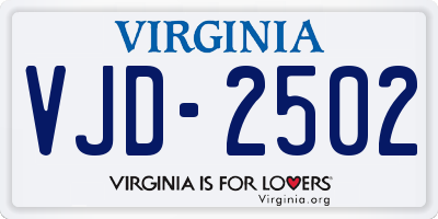 VA license plate VJD2502
