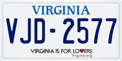 VA license plate VJD2577