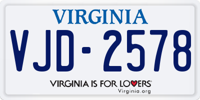 VA license plate VJD2578