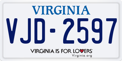 VA license plate VJD2597