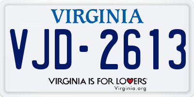 VA license plate VJD2613