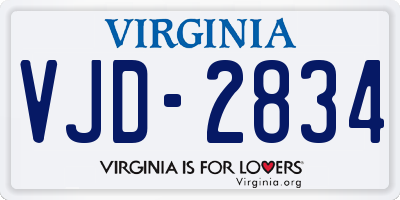 VA license plate VJD2834