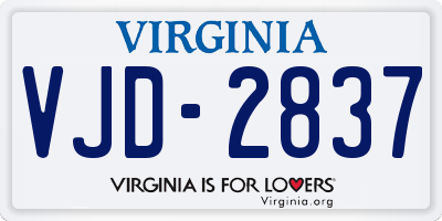 VA license plate VJD2837