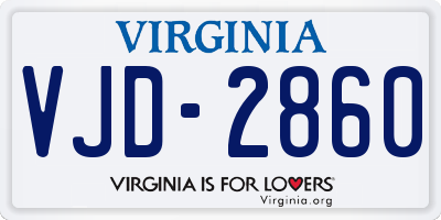 VA license plate VJD2860