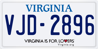 VA license plate VJD2896