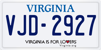 VA license plate VJD2927