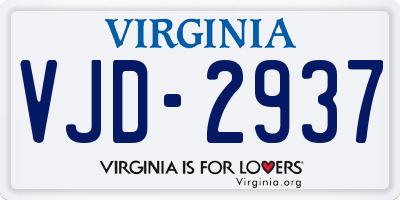 VA license plate VJD2937