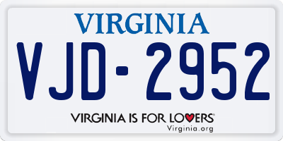 VA license plate VJD2952