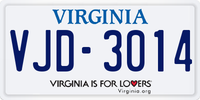 VA license plate VJD3014