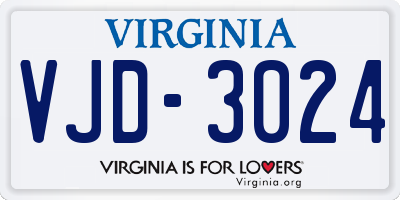 VA license plate VJD3024