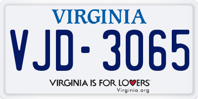 VA license plate VJD3065